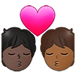 🧑🏿‍❤️‍💋‍🧑🏾 Kiss: Person, Person, Dark Skin Tone, Medium-Dark Skin Tone, Emoji by Samsung