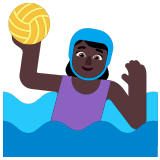 🤽🏿‍♀️ Woman Playing Water Polo: Dark Skin Tone, Emoji by Microsoft