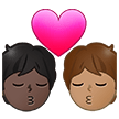 🧑🏿‍❤️‍💋‍🧑🏽 Kiss: Person, Person, Dark Skin Tone, Medium Skin Tone, Emoji by Samsung