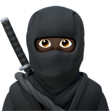 🥷🏿 Ninja: Dunkle Hautfarbe Emoji von Apple