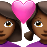 👩🏾‍❤️‍👩🏾 Couple with Heart: Woman, Woman, Medium-Dark Skin Tone, Emoji by Apple