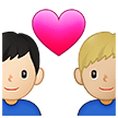 👨🏻‍❤️‍👨🏼 Couple with Heart: Man, Man, Light Skin Tone, Medium-Light Skin Tone, Emoji by Samsung