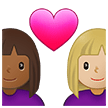 👩🏾‍❤️‍👩🏼 Couple with Heart: Woman, Woman, Medium-Dark Skin Tone, Medium-Light Skin Tone, Emoji by Samsung