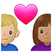 👩🏽‍❤️‍👨🏼 Couple with Heart: Woman, Man, Medium Skin Tone, Medium-Light Skin Tone, Emoji by Samsung