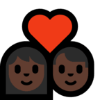 👩🏿‍❤️‍👨🏿 Couple with Heart: Woman, Man, Dark Skin Tone, Emoji by Microsoft