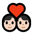 👨🏻‍❤️‍👨🏻 Couple with Heart: Man, Man, Light Skin Tone, Emoji by Microsoft