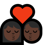 👩🏿‍❤️‍💋‍👨🏿 Kiss: Woman, Man, Dark Skin Tone, Emoji by Microsoft