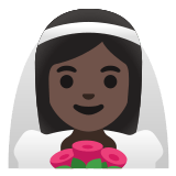 👰🏿‍♀️ Woman with Veil: Dark Skin Tone, Emoji by Google