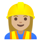 👷🏼‍♀️ Bauarbeiterin: Mittelhelle Hautfarbe Emoji von Google