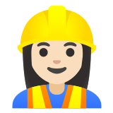 👷🏻‍♀️ Woman Construction Worker: Light Skin Tone, Emoji by Google
