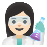 👩🏻‍🔬 Woman Scientist: Light Skin Tone, Emoji by Google