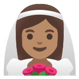 👰🏽‍♀️ Woman with Veil: Medium Skin Tone, Emoji by Google
