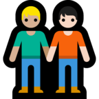 🧑🏻‍🤝‍🧑🏼 People Holding Hands: Light Skin Tone, Medium-Light Skin Tone, Emoji by Microsoft