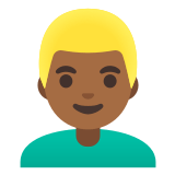 👱🏾‍♂️ Homme Blond : Peau Mate Emoji par Google