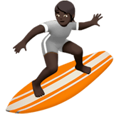 🏄🏿 Person Surfing: Dark Skin Tone, Emoji by Apple