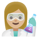 👩🏼‍🔬 Woman Scientist: Medium-Light Skin Tone, Emoji by Google