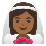 👰🏾‍♀️ Woman with Veil: Medium-Dark Skin Tone, Emoji by Google