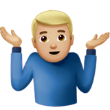 🤷🏼‍♂️ Man Shrugging: Medium-Light Skin Tone, Emoji by Apple