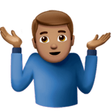 🤷🏽‍♂️ Homme Qui Hausse Les Épaules : Peau Légèrement Mate Emoji par Apple