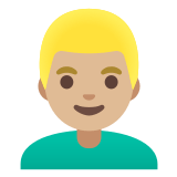 👱🏼‍♂️ Homme Blond : Peau Moyennement Claire Emoji par Google