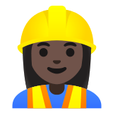 👷🏿‍♀️ Bauarbeiterin: Dunkle Hautfarbe Emoji von Google