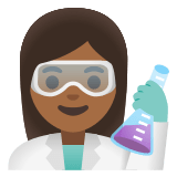 👩🏾‍🔬 Wissenschaftlerin: Mitteldunkle Hautfarbe Emoji von Google