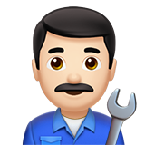 👨🏻‍🔧 Man Mechanic: Light Skin Tone, Emoji by Apple