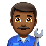 👨🏾‍🔧 Man Mechanic: Medium-Dark Skin Tone, Emoji by Apple
