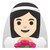 👰🏻‍♀️ Femme Avec Voile : Peau Claire Emoji par Google