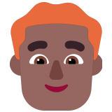 👨🏾‍🦰 Мужчина: Темный Тон Кожи Рыжие Волосы, смайлик от Microsoft