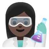 👩🏿‍🔬 Woman Scientist: Dark Skin Tone, Emoji by Google