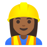 👷🏾‍♀️ Bauarbeiterin: Mitteldunkle Hautfarbe Emoji von Google