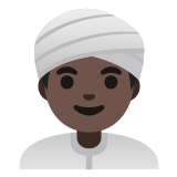 👳🏿‍♂️ Man Wearing Turban: Dark Skin Tone, Emoji by Google