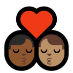 👨🏾‍❤️‍💋‍👨🏽 Kiss: Man, Man, Medium-Dark Skin Tone, Medium Skin Tone, Emoji by Microsoft