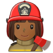 👩🏾‍🚒 Woman Firefighter: Medium-Dark Skin Tone, Emoji by Samsung