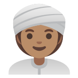 👳🏽‍♀️ Woman Wearing Turban: Medium Skin Tone, Emoji by Google