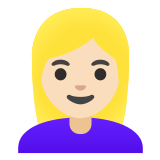 👱🏻‍♀️ Woman: Light Skin Tone, Blond Hair, Emoji by Google