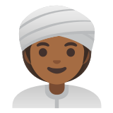 👳🏾‍♀️ Woman Wearing Turban: Medium-Dark Skin Tone, Emoji by Google