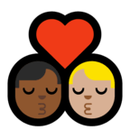 👨🏾‍❤️‍💋‍👨🏼 Kiss: Man, Man, Medium-Dark Skin Tone, Medium-Light Skin Tone, Emoji by Microsoft
