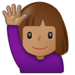🙋🏽‍♀️ Femme Qui Lève La Main : Peau Légèrement Mate Emoji par Samsung