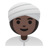 👳🏿‍♀️ Woman Wearing Turban: Dark Skin Tone, Emoji by Google
