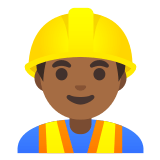 👷🏾‍♂️ Bauarbeiter: Mitteldunkle Hautfarbe Emoji von Google