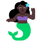 🧜🏿‍♀️ Mermaid: Dark Skin Tone, Emoji by Microsoft