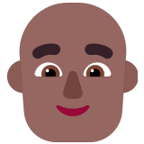 👨🏾‍🦲 Man: Medium-Dark Skin Tone, Bald, Emoji by Microsoft