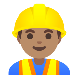 👷🏽‍♂️ Bauarbeiter: Mittlere Hautfarbe Emoji von Google