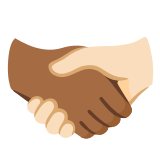 🫱🏾‍🫲🏻 Handshake: Medium-Dark Skin Tone, Light Skin Tone, Emoji by Google