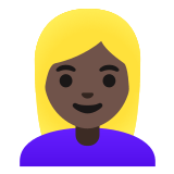 👱🏿‍♀️ Блондинка: Очень Темный Тон Кожи, смайлик от Google