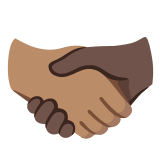🫱🏽‍🫲🏿 Handshake: Medium Skin Tone, Dark Skin Tone, Emoji by Google
