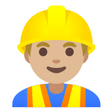 👷🏼‍♂️ Bauarbeiter: Mittelhelle Hautfarbe Emoji von Google