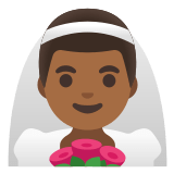 👰🏾‍♂️ Man with Veil: Medium-Dark Skin Tone, Emoji by Google